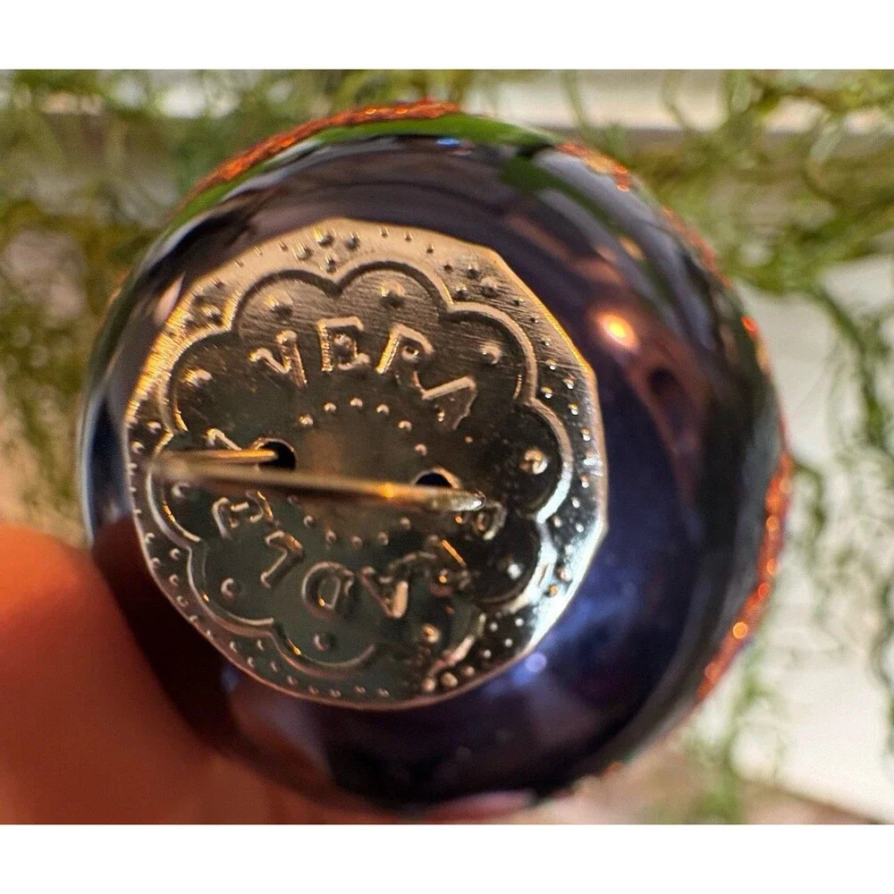 Set Boho Vera Bradley Glass Ball Ornaments Pink Eclectic Blue Pink Paisley 2012
